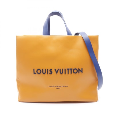 ルイ・ヴィトン LOUIS VUITTON ショッパー トート MM トートバッグ バッグ レザー サフラン メンズ レディース オレンジ系 M24457 【中古】