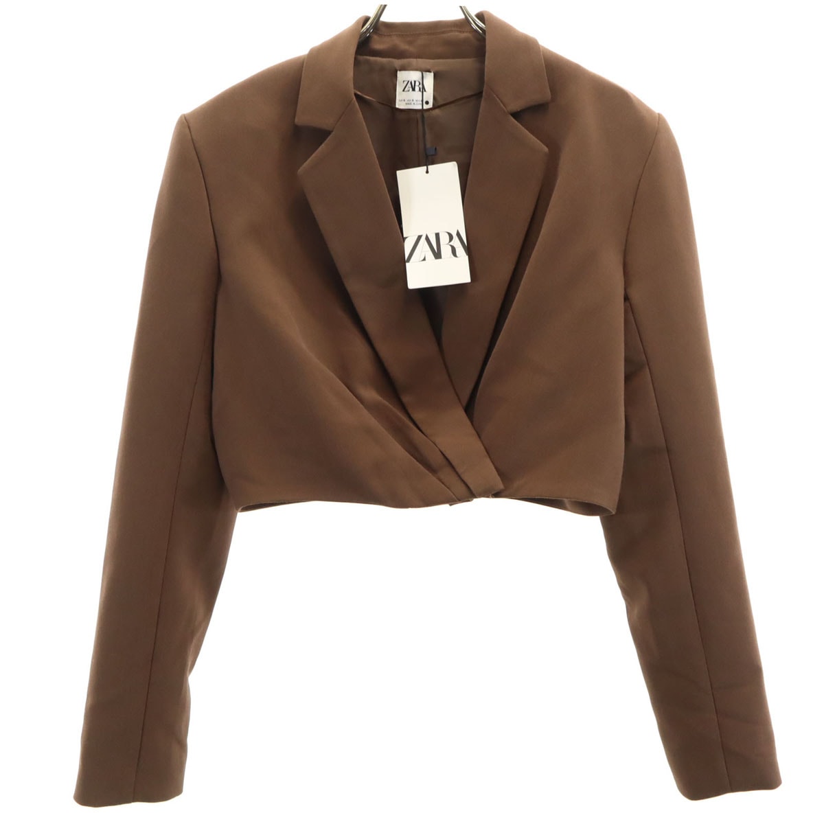 未使用 ZARA ザラ クロップド ジャケット S ブラウン ブレザー