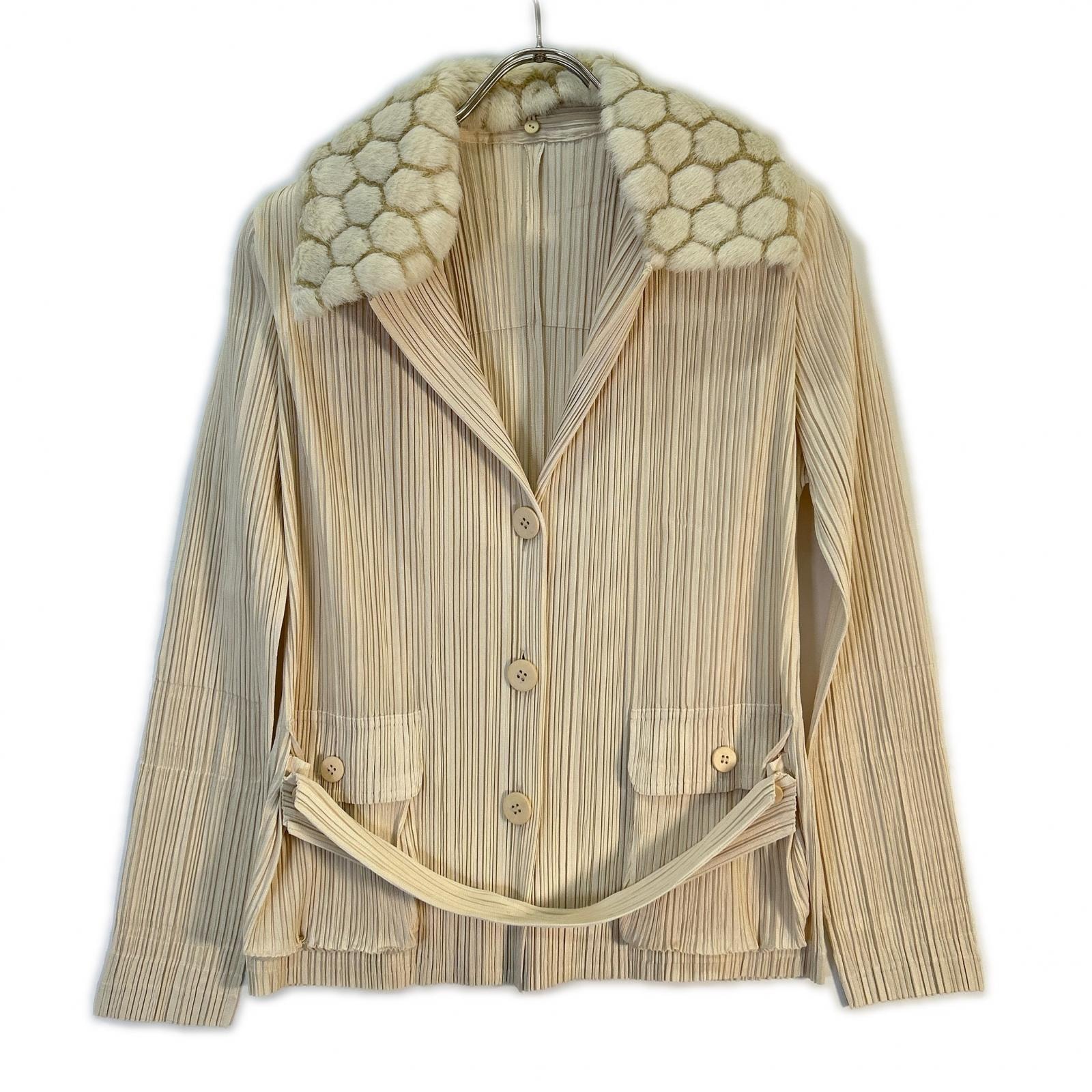 プリーツプリーズ PP53-JD411 アイボリー エコファー カラープリーツジャケット 3