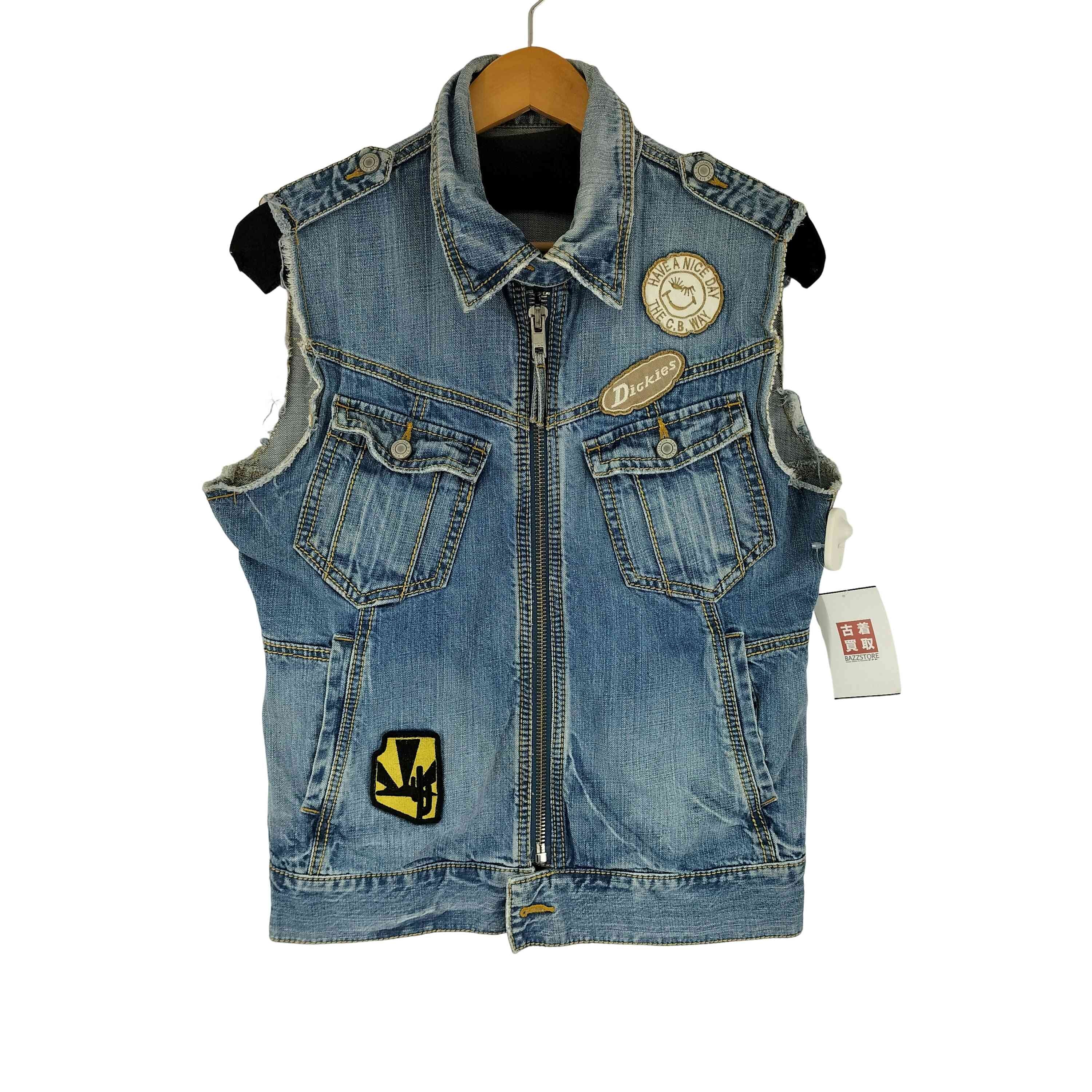 チンストラップ ジップアップ デニムベスト【1142097056481】