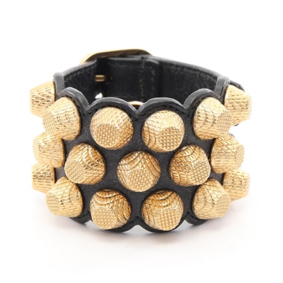 バレンシアガ BALENCIAGA スタッズ ブレスレット アクセサリー レザー メンズ レディース ブラック系 / ゴールド系 【中古】