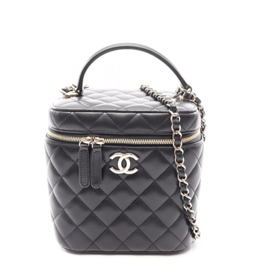 シャネル CHANEL ココマーク バニティバッグ 2WAY ショルダーバッグ バッグ ラムスキン(羊革) レディース ブラック系 【中古】