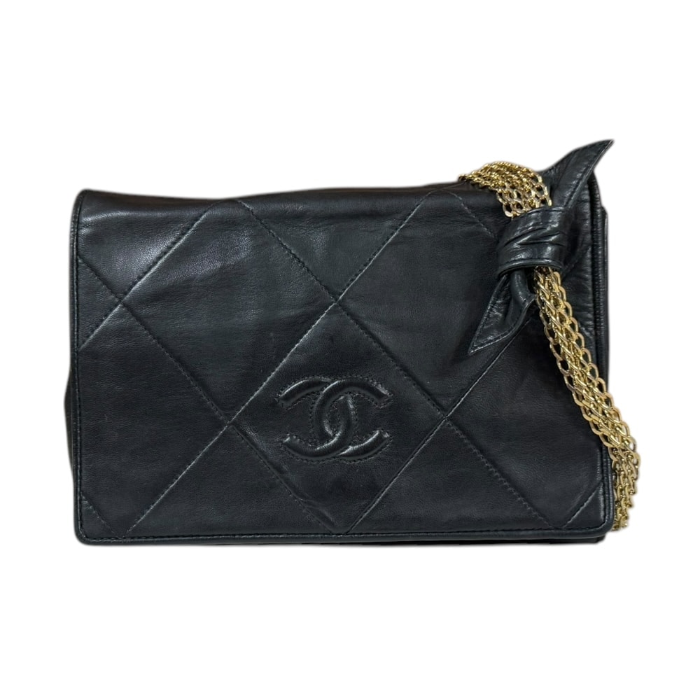 シャネル マトラッセ ショルダーバッグ ラムスキン ブラック レディース CHANEL 中古