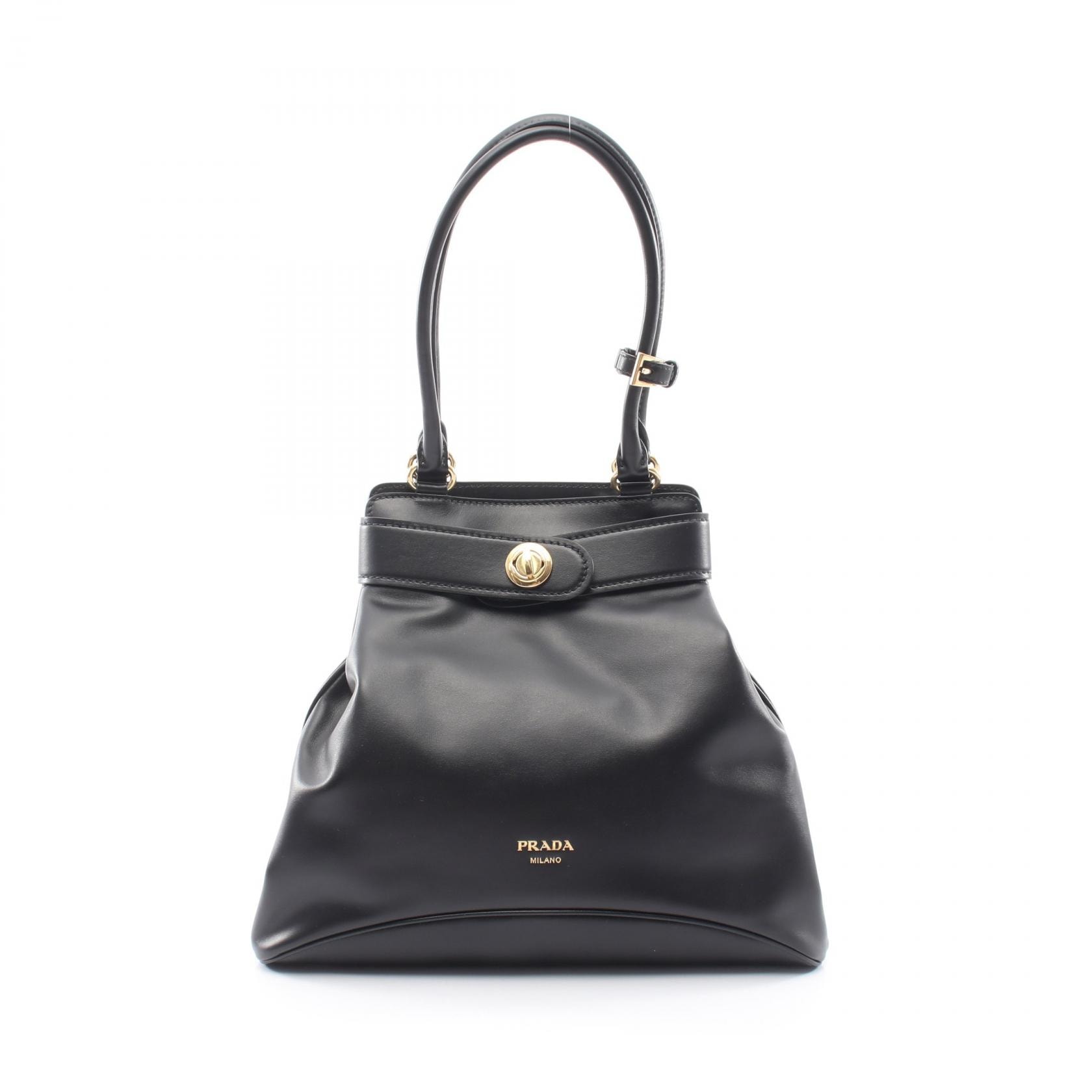 プラダ PRADA エチュード SOFTY CALF ショルダーバッグ バッグ レザー レディース ブラック系 1BG567 【中古】