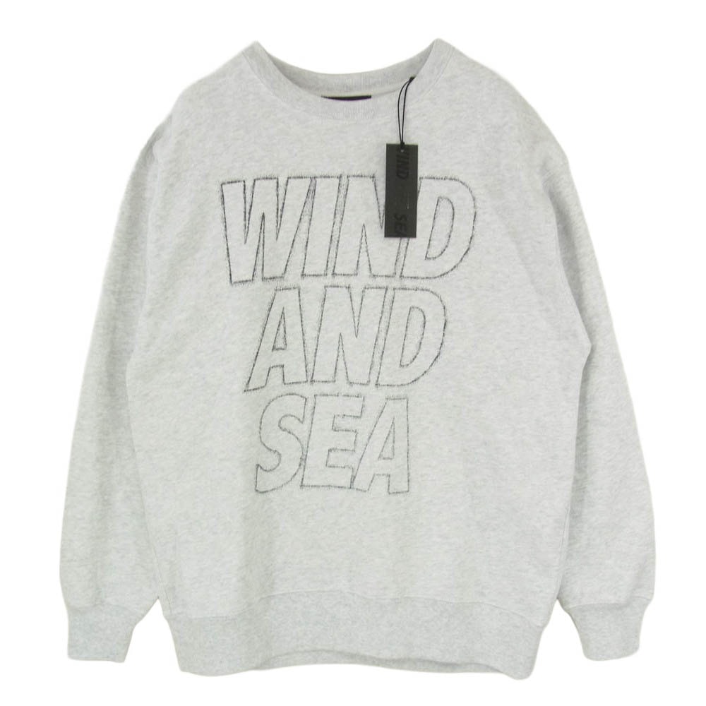 WIND AND SEA ウィンダンシー 25AW WDS-O-CLCS-25-Q3-CS-01 METALLIC CREWNECK メタリック ロゴプリント クルーネックスウェットシャツ トレーナー グレー系 L【新古品】【未使用】【中古】