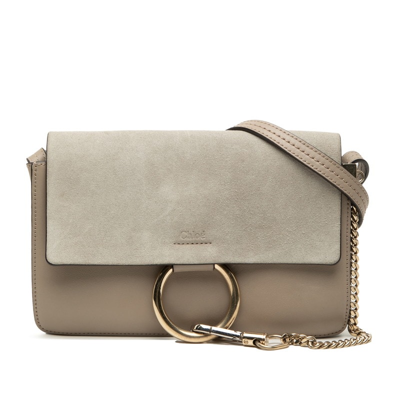 クロエ フェイ Faye 斜め掛け ショルダーバッグ グレージュ レザー スウェード レディース Chloe 【中古】