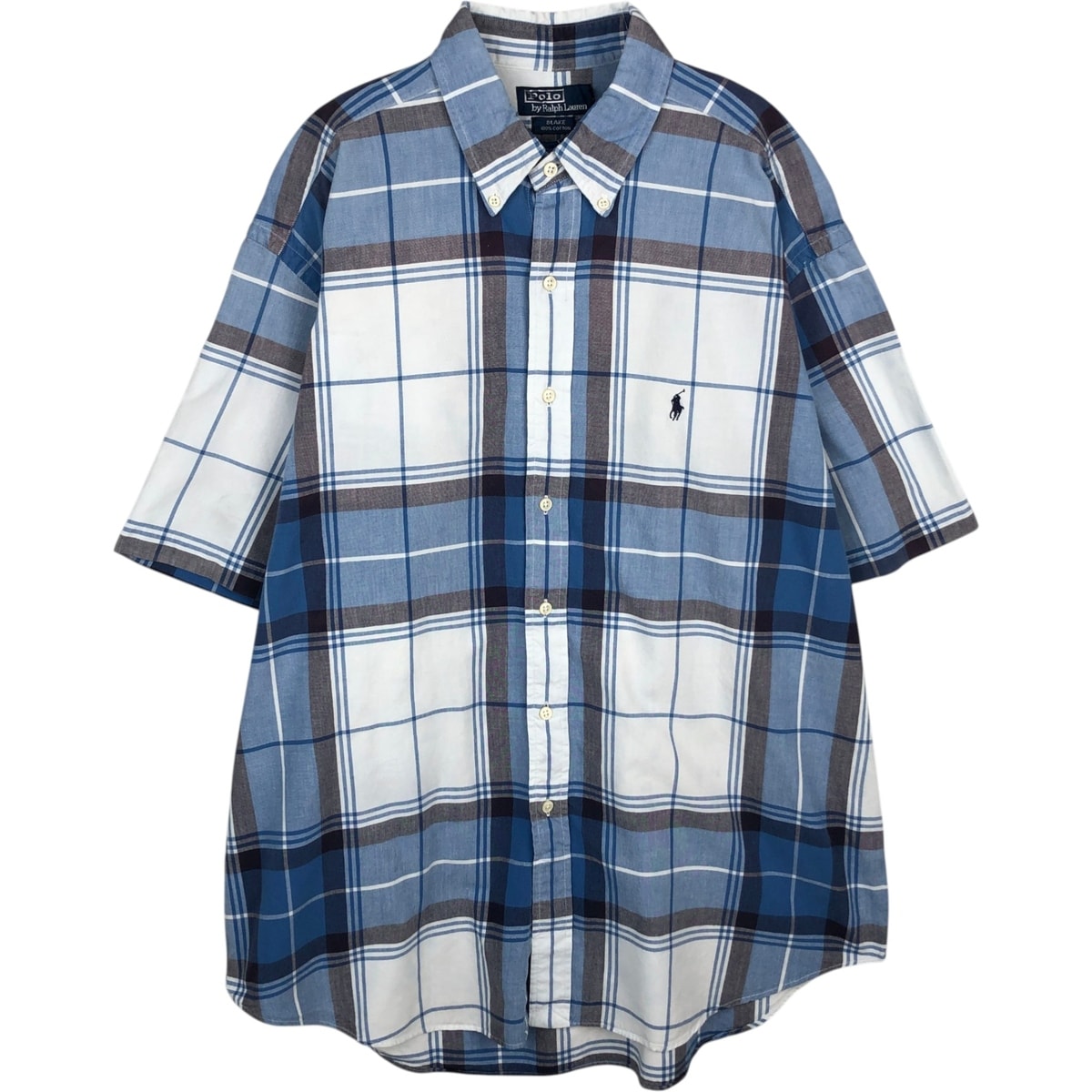 古着 ラルフローレン Ralph Lauren BLAKE 半袖 ボタンダウン チェックシャツ XL メンズXL相当/eaa477598