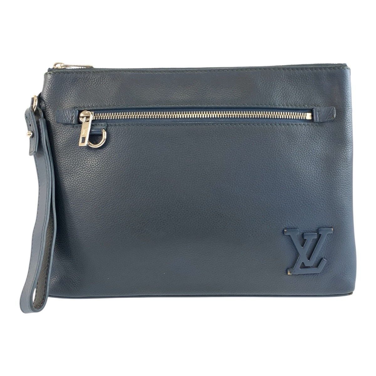 LOUIS VUITTON ルイヴィトン LV アエログラム ポシェット IPAD ブルー シルバー金具 レザー クラッチバッグ セカンドバッグ 604067 【中古】