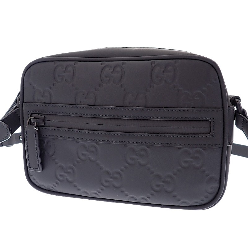 グッチ GUCCI GG ラバーエフェクト ミニ 771321AAC0G1000 ショルダーバッグ ラバーエフェクトレザー ブラック メンズ【中古】【Aランク】