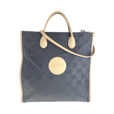 美品 GUCCI グッチ オフザグリッド グレー ベージュ シルバー金具 ナイロン トートバッグ ショルダーバッグ 2way 500500 【中古】