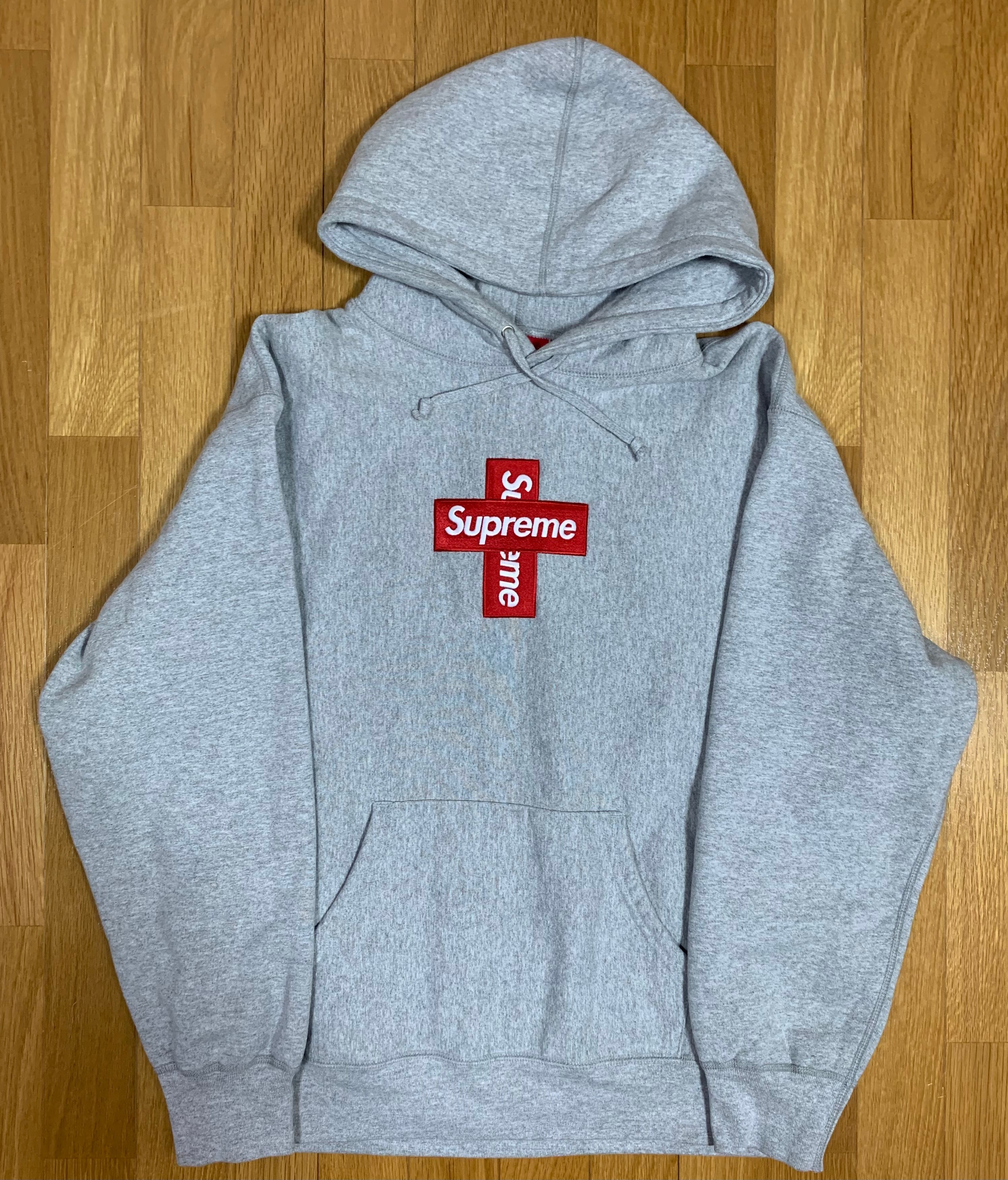 Supreme Cross Box Logo Hooded Sweatshirt "Grey"