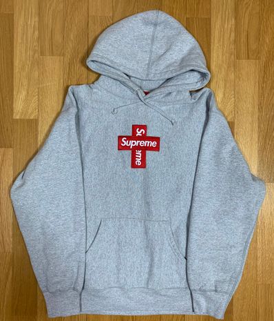 Supreme Cross Box Logo Hooded Sweatshirt "Grey"
