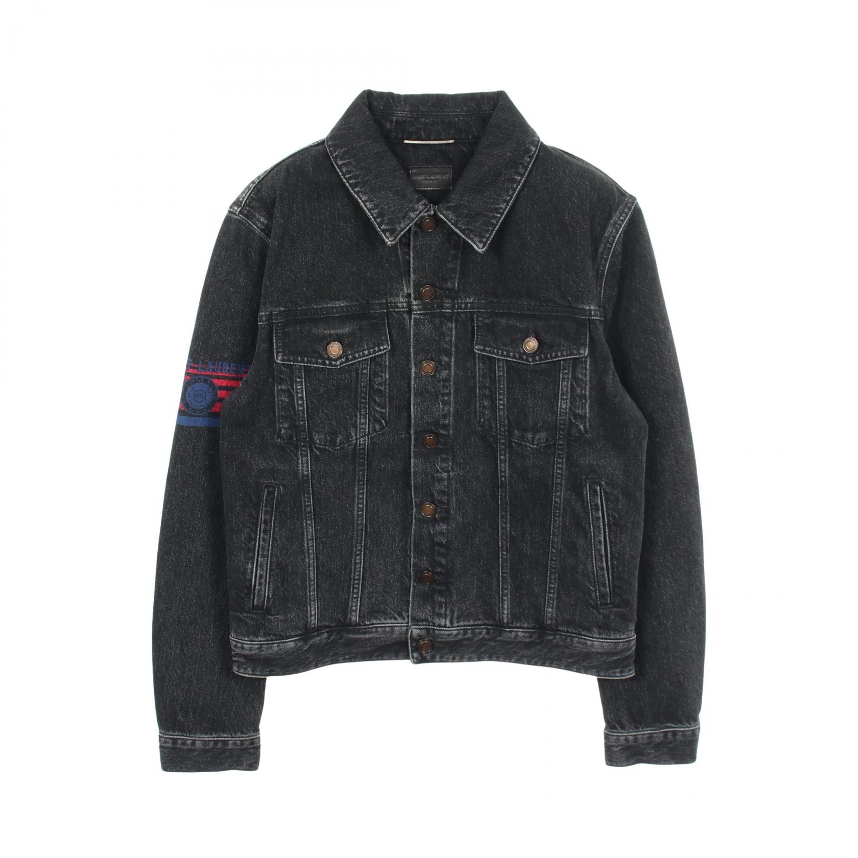 サンローランパリ SAINT LAURENT PARIS デニムジャケット 衣料品 アウター コットン メンズ ブラック系 【中古】