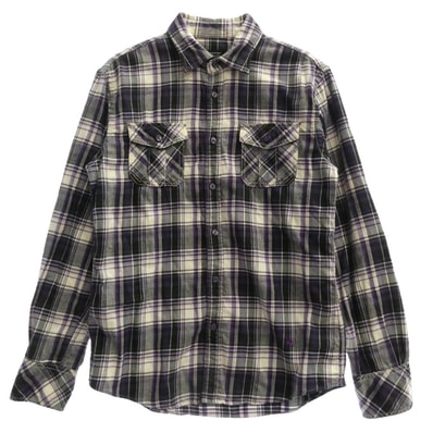 BURBERRY BLACK LABEL バーバリーブラックレーベル 長袖シャツ BMW21-108-36 チェック 長袖 シャツ パープル系 2【中古】
