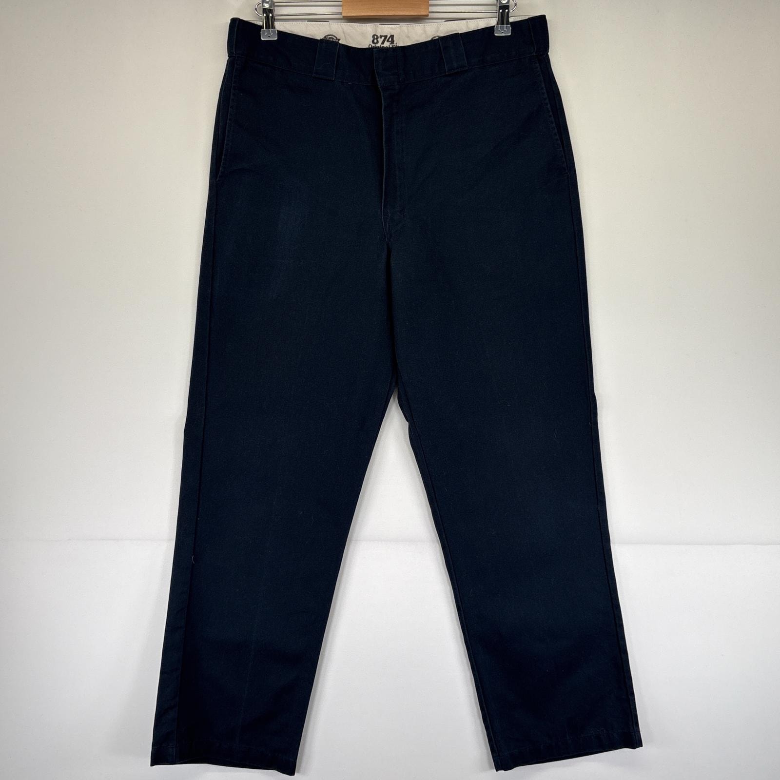 古着 ディッキーズ Dickies ワークパンツ 874 チノパン オリジナルフィット ワンポイントロゴ w36 L32 ネイビー メンズ
