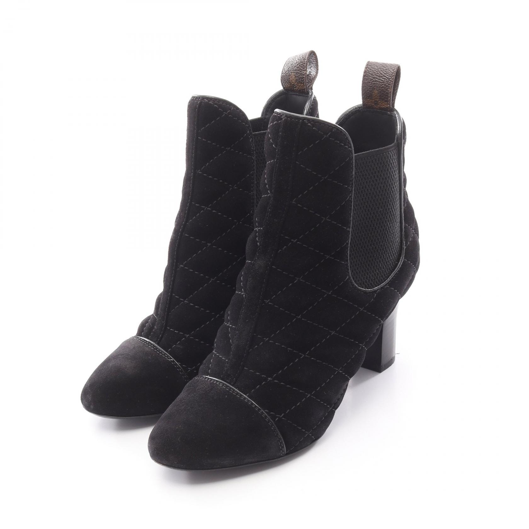 ルイ・ヴィトン LOUIS VUITTON モノグラム ブーツ 靴 スウェード PVCコーティングキャンバス レディース ブラック系 / ブラウン系 【中古】