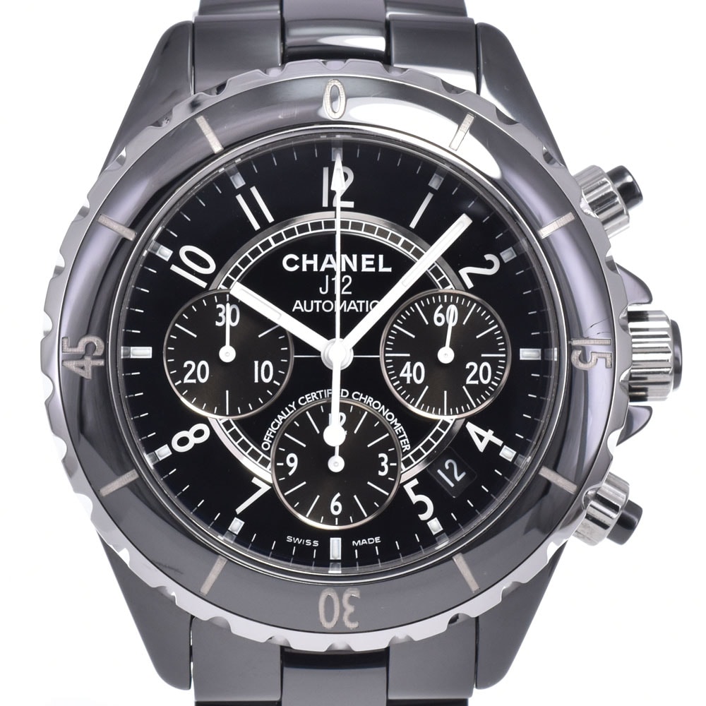 シャネル CHANEL H0940 J12 セラミック クロノグラフ ブラック 自動巻き メンズ 箱付き 腕時計 N#148639