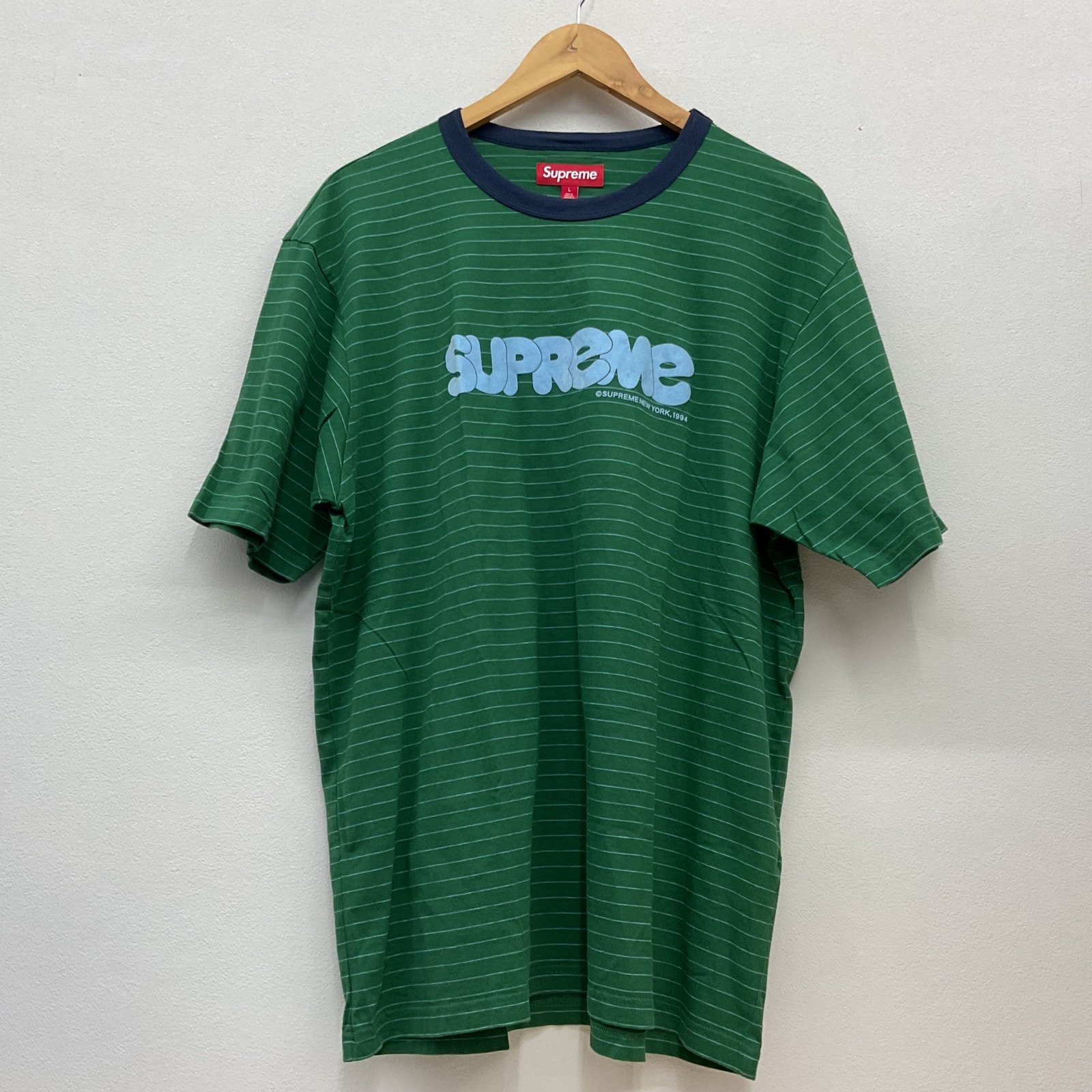 Supreme【シュプリーム】半袖 Tシャツ グリーン ボーダー L