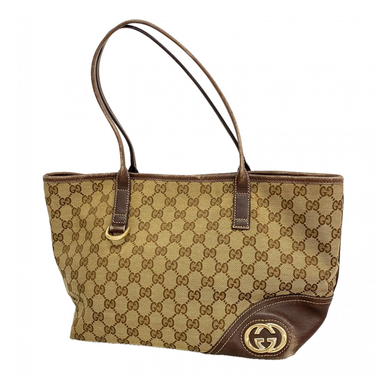 【6gd4312】グッチ トートバッグ GGキャンバス/アビー 169946 キャンバス ベージュ ゴールド金具【中古】レディース