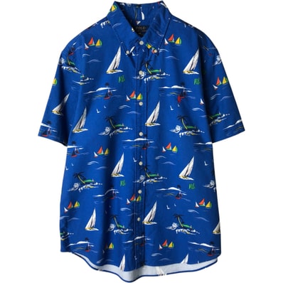 古着 ラルフローレン Ralph Lauren POLO RALPH LAUREN CLASSIC FIT 総柄 ボタンダウン ハワイアンアロハシャツ メンズL相当/eaa635928