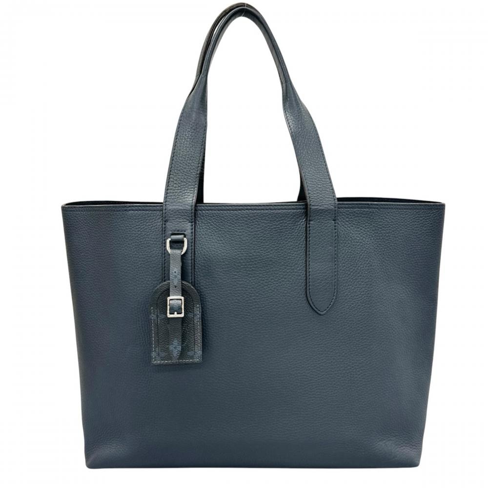 LOUIS VUITTON ルイヴィトン トートバッグ カバ・ヴォワヤージュ NV 肩掛け M53240 トリヨン    ネイビー 紺 シルバー金具 メンズ【中古品】