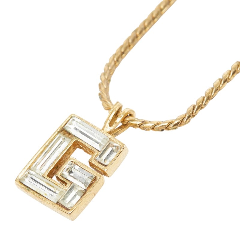 ジバンシー Gロゴ ペンダント ネックレス ゴールド メッキ ラインストーン レディース Givenchy 【中古】