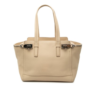 サルヴァトーレフェラガモ ガンチーニ トートバッグ ショルダーバッグ DY-21 D698 ベージュ レザー レディース Salvatore Ferragamo 中古