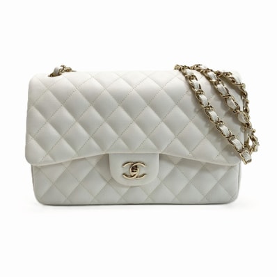 CHANEL シャネル マトラッセ ダブルフラップ チェーンショルダーバッグ ホワイト キャビアスキン ギャランティカード有