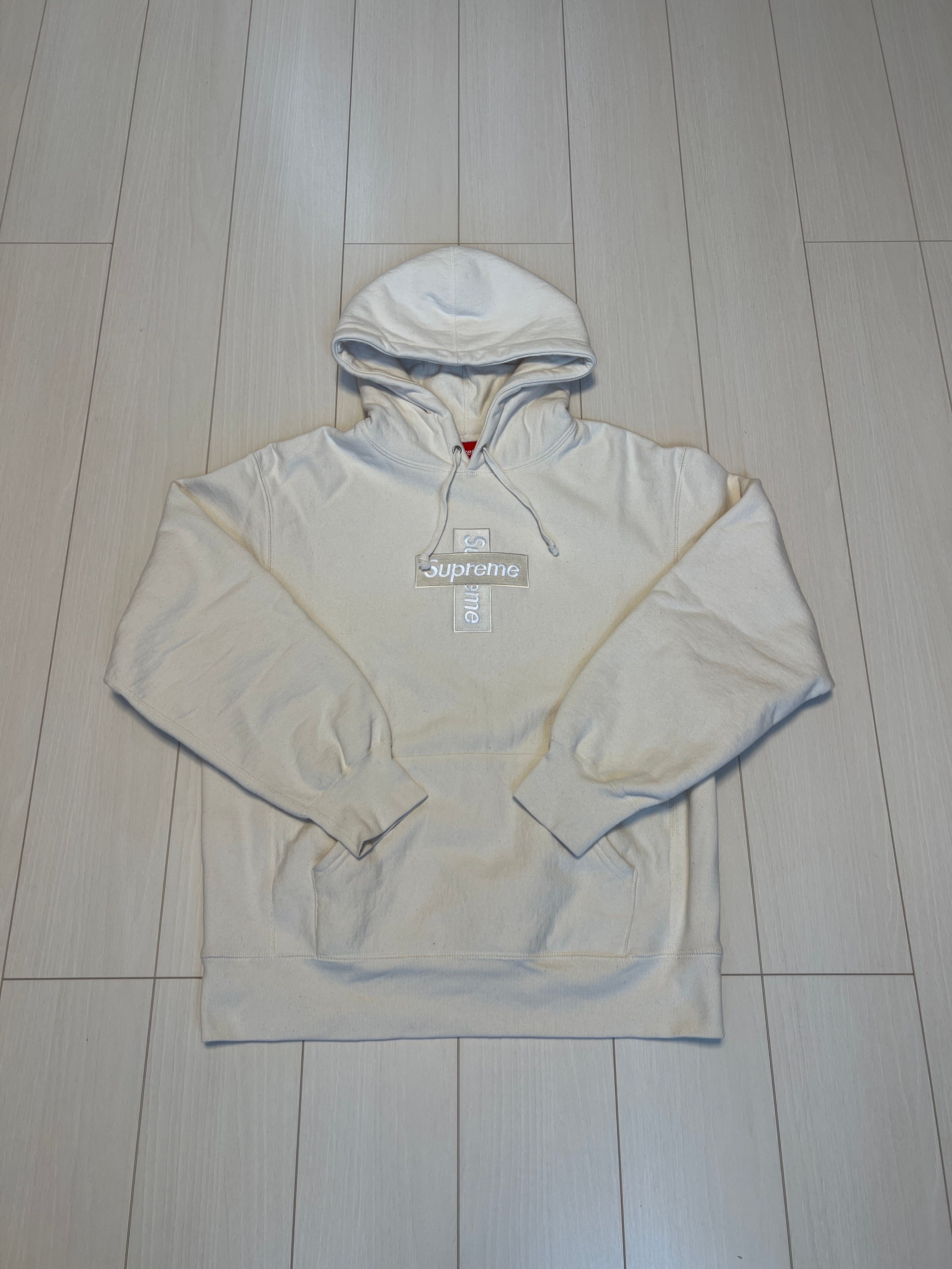 Supreme Cross Box Logo Hooded Sweatshirt "Natural"