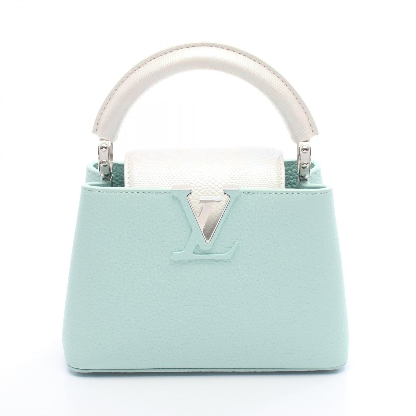 ルイ・ヴィトン LOUIS VUITTON カプシーヌ MINI オパーリングリーン ホワイトぺトロール ハンドバッグ バッグ レザー カルング レディース グリーン系 / ホワイト系 N85829 【中古】