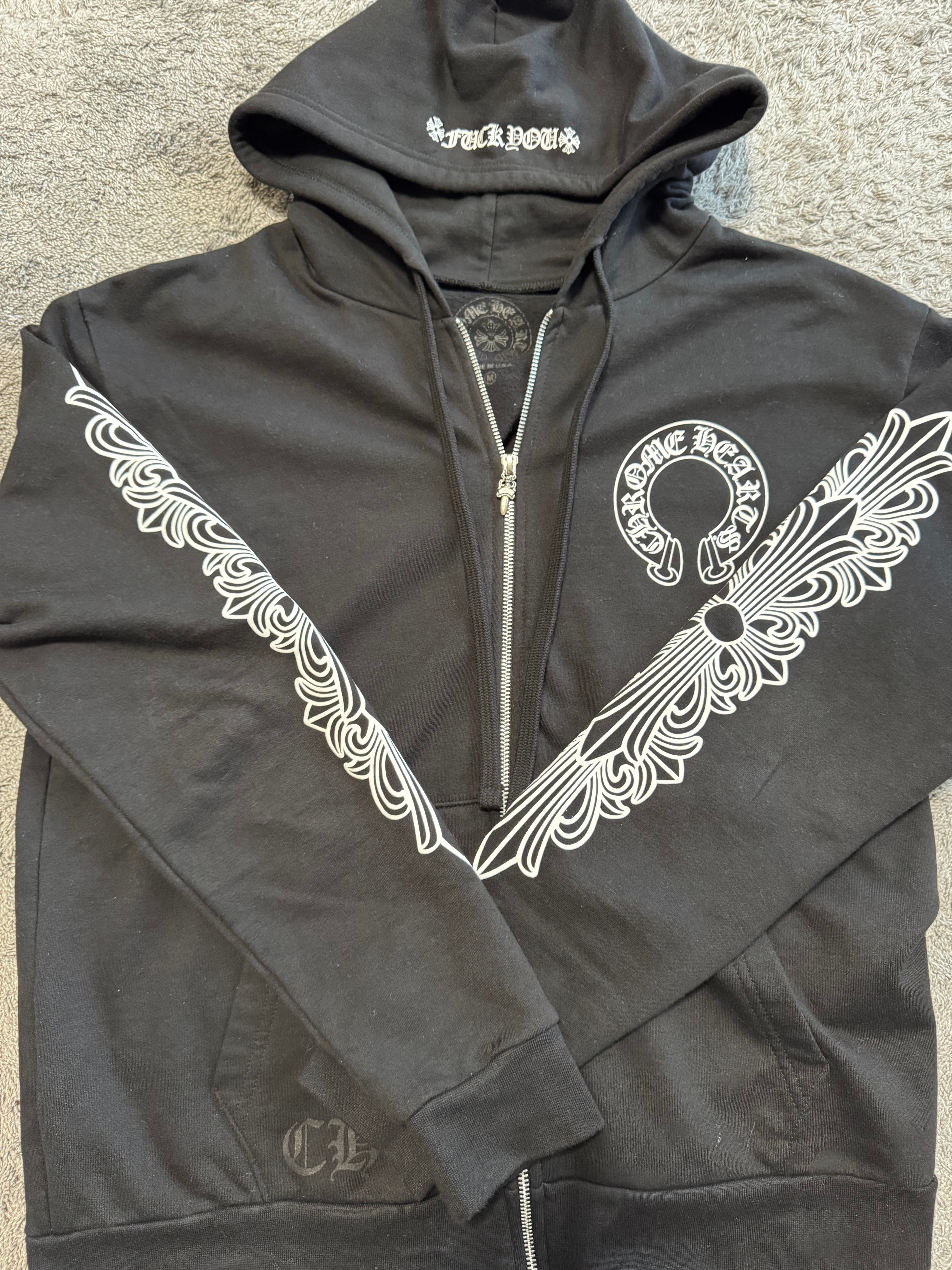 クロムハーツ　zipパーカー　袖　フローラル　ホースシュー