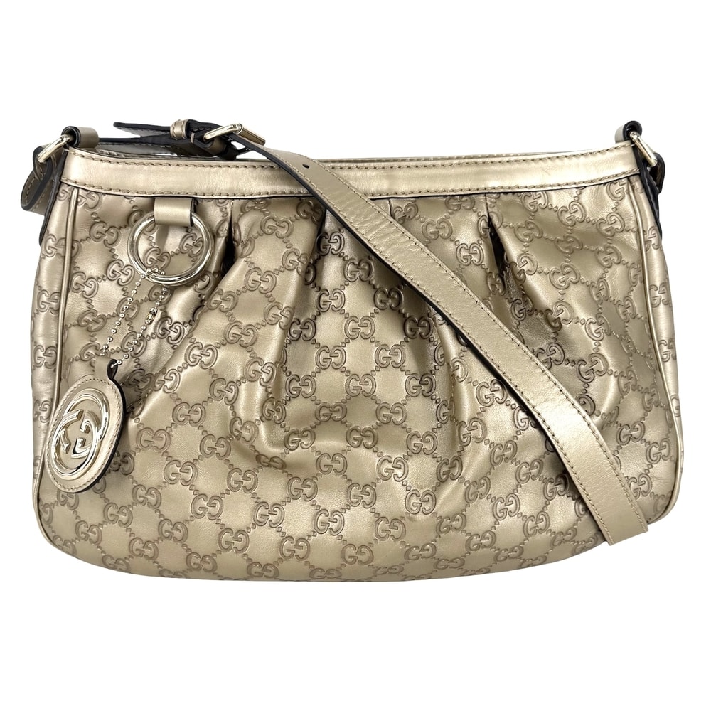 GUCCI グッチ ハンドバッグ スーキー グッチシマ メタリック 肩掛け 斜め掛け ホーボーバッグ トートバッグ 296834 レザー    ゴールド ゴールド金具 レディース【中古品】