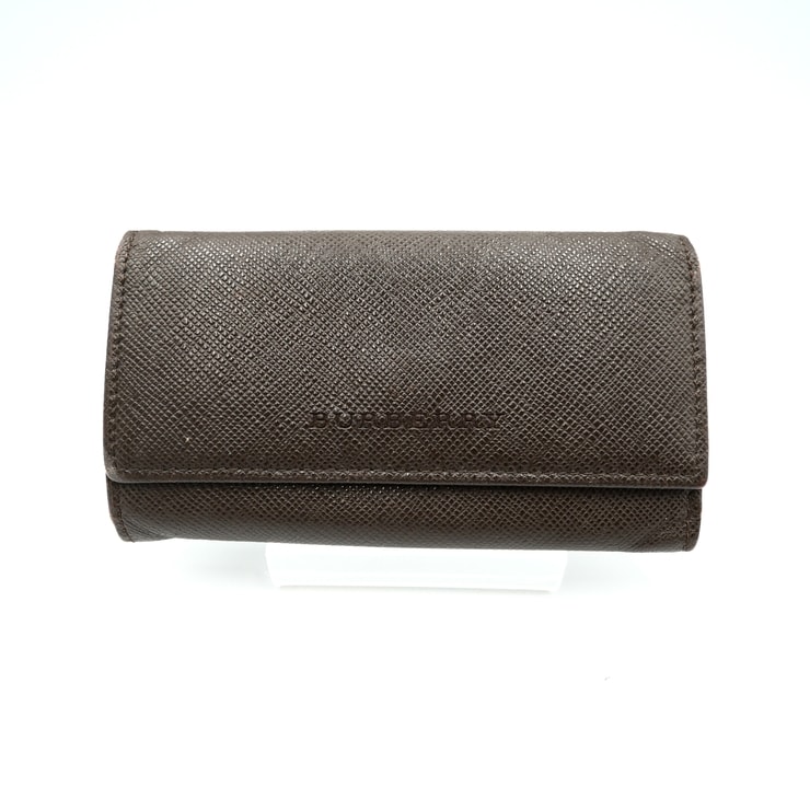 BURBERRY(バーバリー)ヴィンテージ 5連キーケース ブラウン 型押しレザー ノバチェック シルバー金具 メンズ レディース【中古】