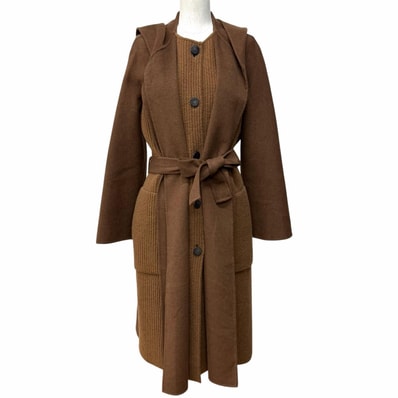 極美品 エルメス コート ブラウン レディース 40 3H0142DB