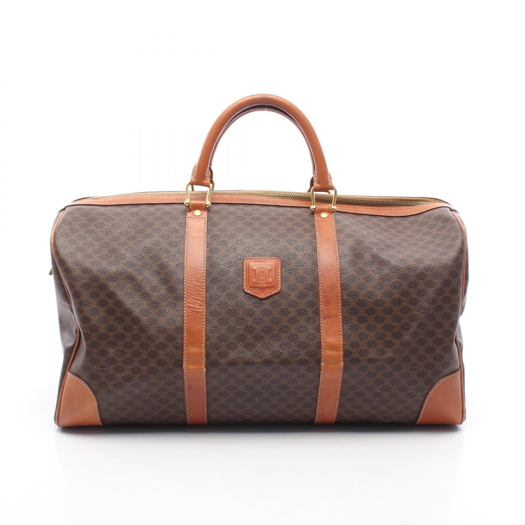 セリーヌ CELINE マダカム ボストンバッグ バッグ PVCコーティングキャンバス レザー レディース ブラウン系 【中古】