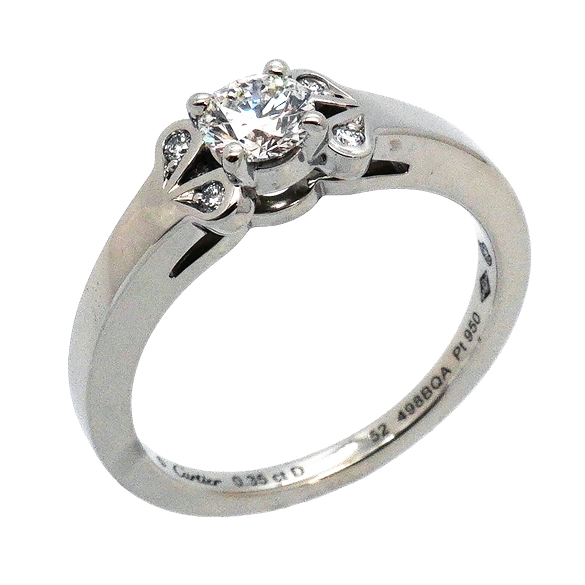 【6jib0335】カルティエ リング バレリーナ Pt950 プラチナ ダイヤモンド 0.35ct #52【中古】レディース