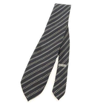 GIORGIO ARMANI ジョルジオアルマーニ イタリア製 シルク 斜ストライプ柄 ネクタイ ブラック系