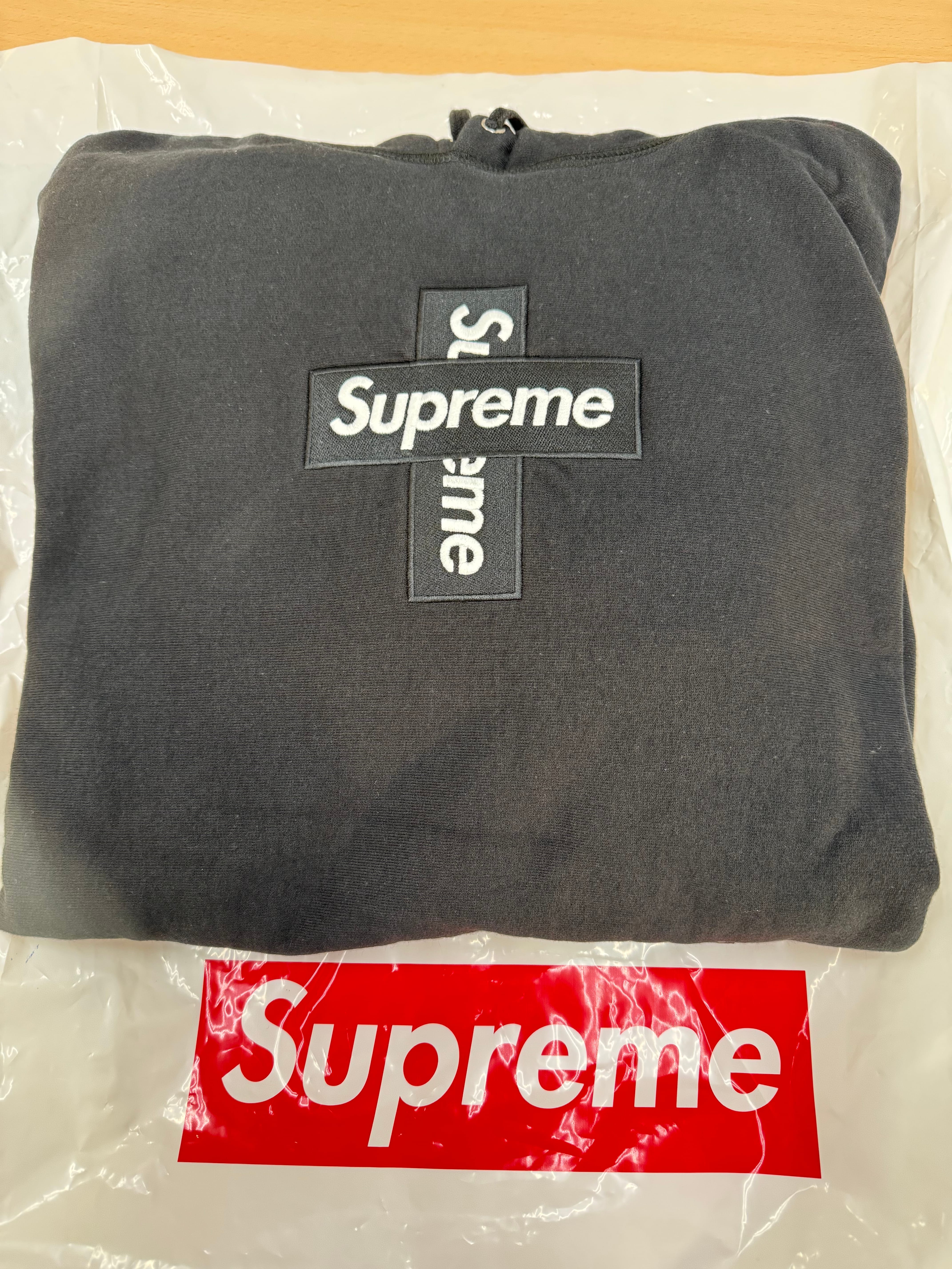 Supreme Cross Box Logo Hooded Sweatshirt "Black"