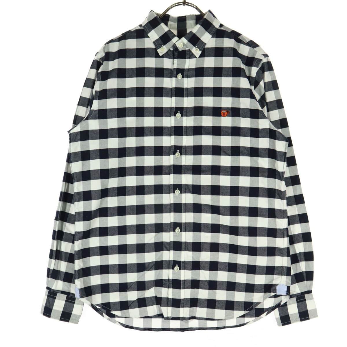 BEAMS HEART ビームスハート ギンガムチェック 長袖 ボタンダウン コットンシャツ M ブラック