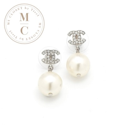 シャネル CHANEL ピアス イヤリング シルバー ココマーク ラインストーン