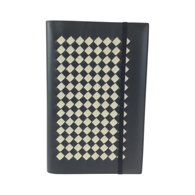 美品 BOTTEGAVENETA ボッテガヴェネタ イントレチャート ブラック 黒 ホワイト レザー ノート ブックカバー 手帳カバー 600492 【中古】