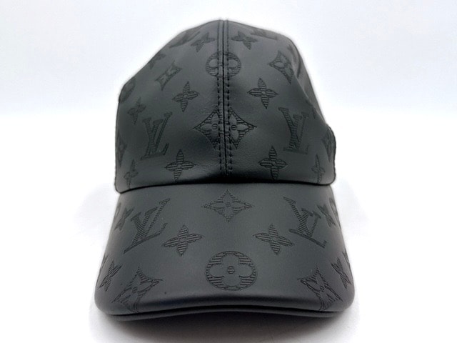 ルイヴィトン LOUIS VUITTON キャップ モノグラム キャスケット レザーキャップ  ブラック