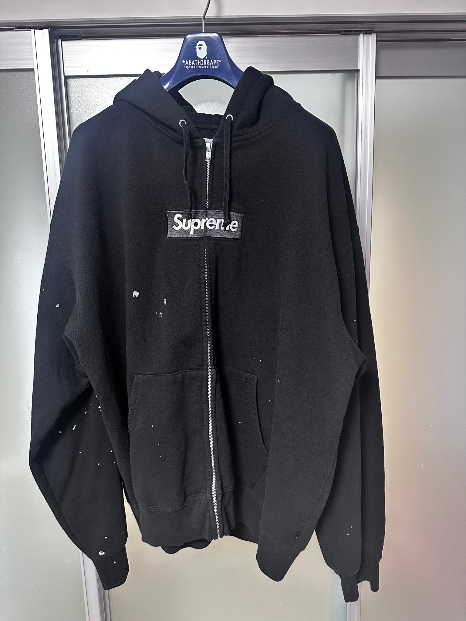 Supreme x MM6 Maison Margiela Box Logo Zip Up Hooded Sweatshirt "Black"