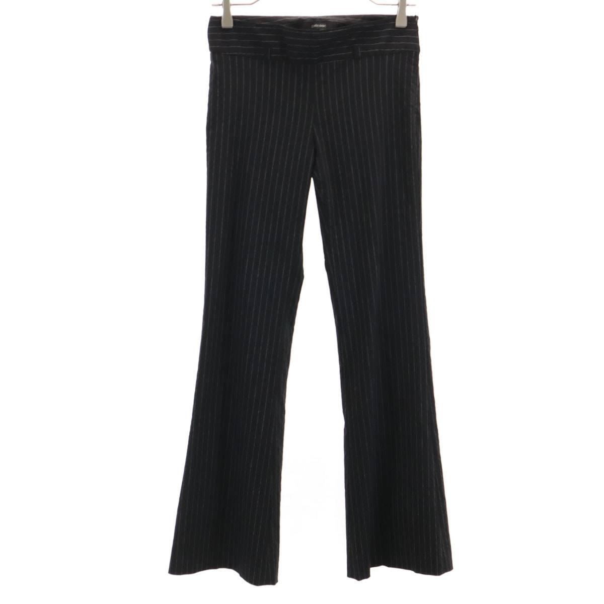 ZARA BASIC ザラベーシック ストライプ柄 ブーツカットパンツ 2 ブラック ストレッチ