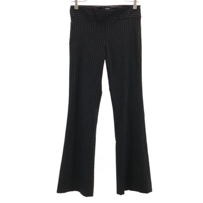 ZARA BASIC ザラベーシック ストライプ柄 ブーツカットパンツ 2 ブラック ストレッチ