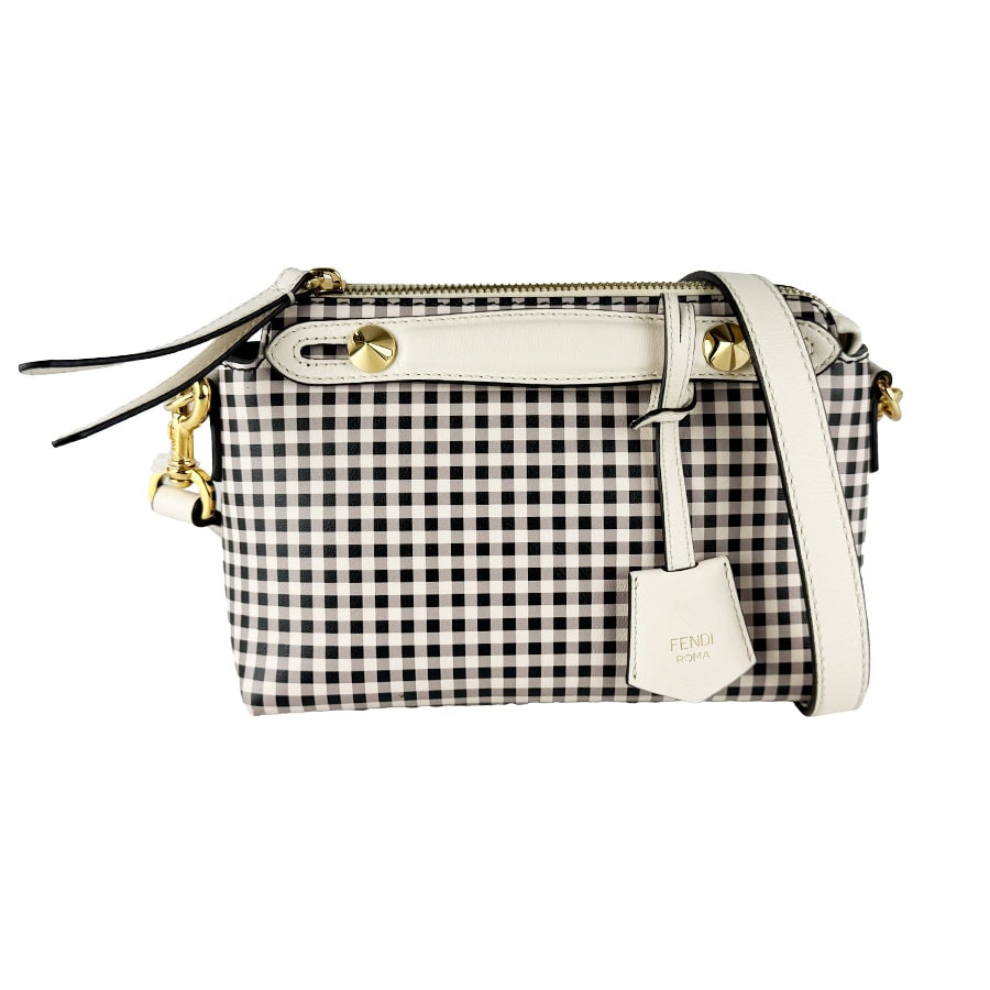 フェンディ FENDI ハンドバッグ ショルダーバッグ バイザウェイ ミニ レザー オフホワイト/ブラック/グレー ゴールド レディース 8BL145 ACYP【中古】 z10745