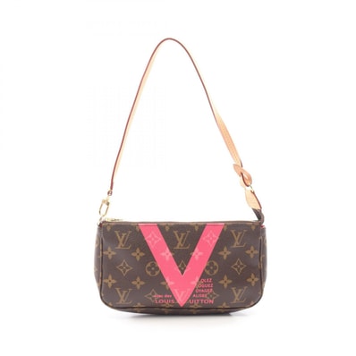 ルイ・ヴィトン LOUIS VUITTON ポシェットアクセソワール ハンドバッグ バッグ PVCコーティングキャンバス レザー モノグラム レディース ブラウン系 / ピンク系 M41605 【中古】