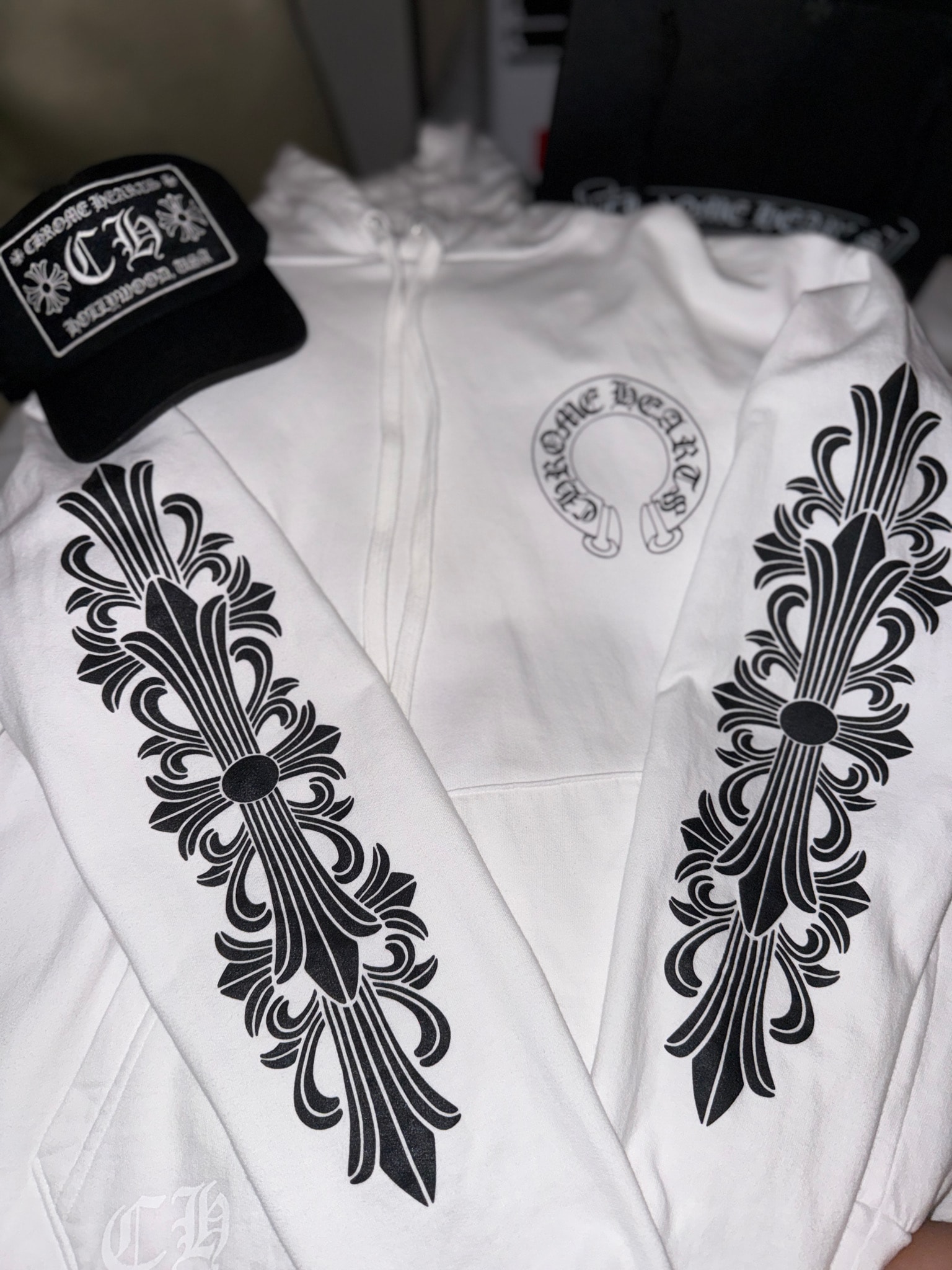 Chrome Hearts Horseshoe Floral Pullover Hoodie "White"