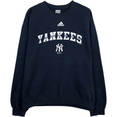 古着 アディダス adidas MLB NEW YORK YANKEES ニューヨークヤンキース ロゴスウェットシャツ トレーナー メンズL相当/eaa635030