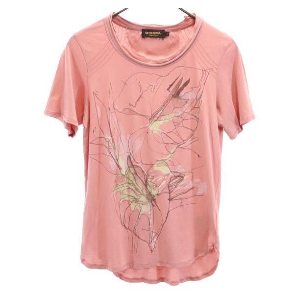 DIESEL ディーゼル プリント 半袖 Tシャツ XS ピンク系